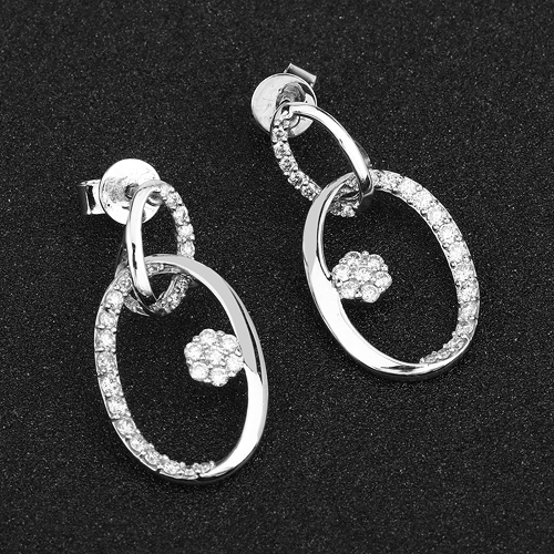 0.83 Carat Genuine White Diamond 14K White Gold Earrings (F-G-H Color, SI Clarity)
