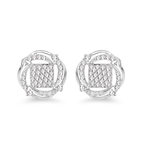 Earrings-0.72 Carat Genuine White Diamond 14K White Gold Earrings (G-H Color, SI1-SI2 Clarity)