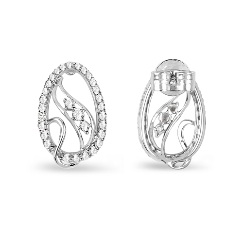 0.43 Carat Genuine White Diamond 14K White Gold Earrings (E-F-G Color, SI Clarity)