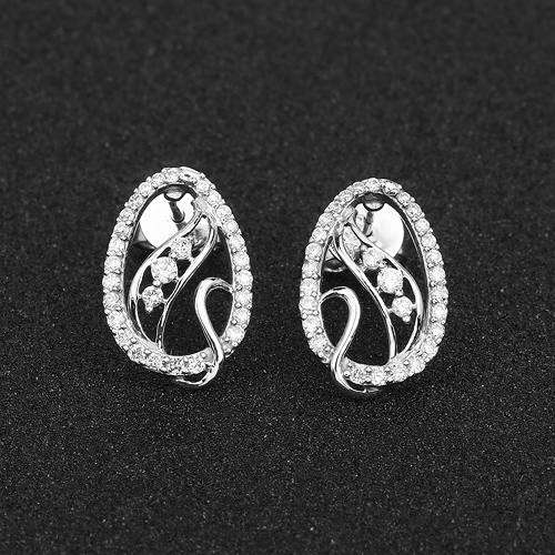 0.43 Carat Genuine White Diamond 14K White Gold Earrings (E-F-G Color, SI Clarity)