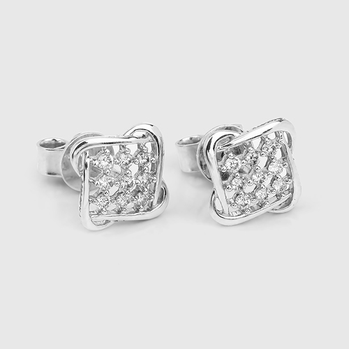 0.24 Carat Genuine White Diamond 14K White Gold Earrings (E-F Color, SI Clarity)