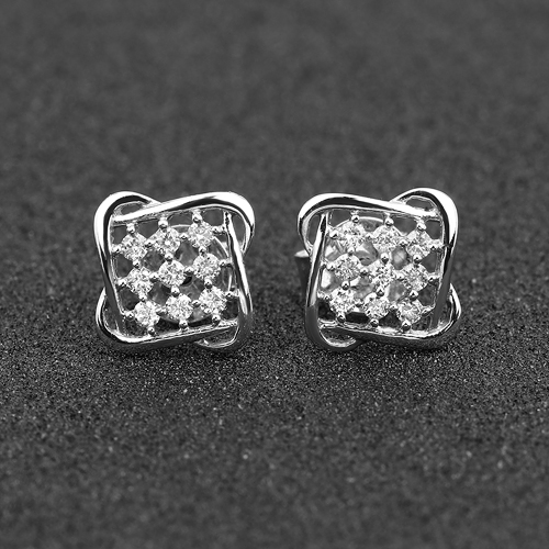 0.24 Carat Genuine White Diamond 14K White Gold Earrings (E-F Color, SI Clarity)