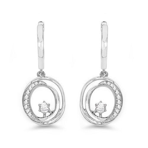 Earrings-0.37 Carat Genuine White Diamond 14K White Gold Earrings (E-F-G Color, SI Clarity)