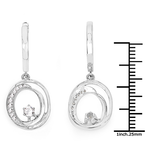 0.37 Carat Genuine White Diamond 14K White Gold Earrings (E-F-G Color, SI Clarity)
