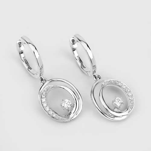 0.37 Carat Genuine White Diamond 14K White Gold Earrings (E-F-G Color, SI Clarity)