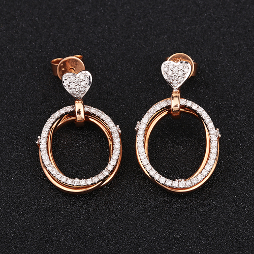 0.74 Carat Genuine White Diamond 14K Rose Gold Earrings (G-H Color, SI Clarity)