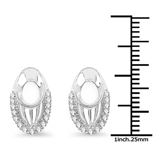 0.23 Carat Genuine White Diamond 14K White Gold Earrings (F-G Color, SI Clarity)