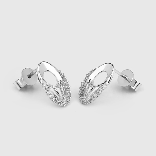 0.23 Carat Genuine White Diamond 14K White Gold Earrings (F-G Color, SI Clarity)