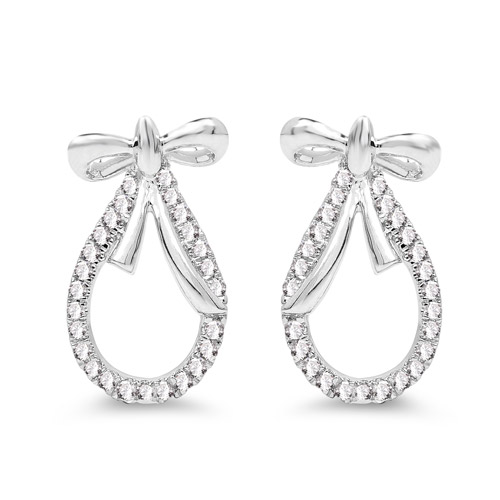 Earrings-0.21 Carat Genuine White Diamond 14K White Gold Earrings (G-H Color, SI1-SI2 Clarity)
