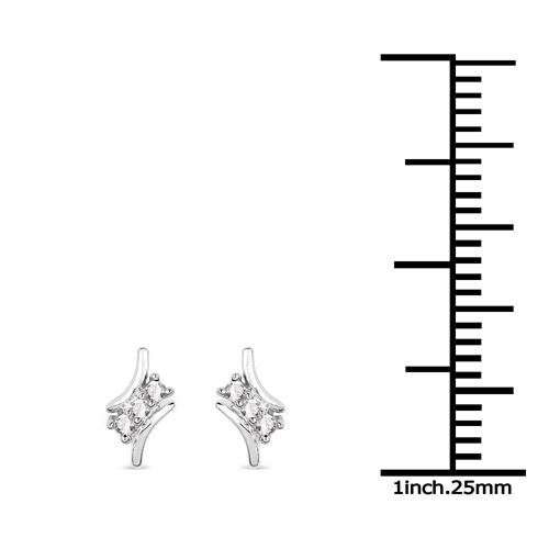0.05 Carat Genuine White Diamond 14K White Gold Earrings (G-H Color, SI1-SI2 Clarity)