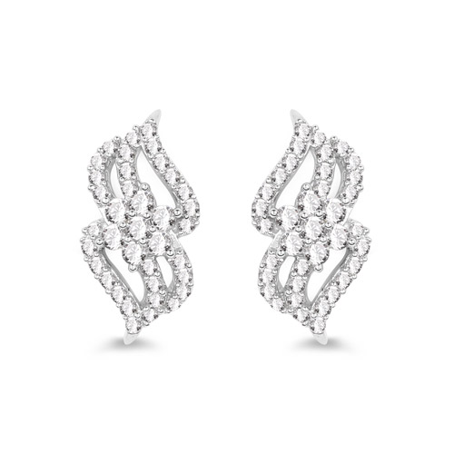 0.68 Carat Genuine White Diamond 14K White Gold Earrings (G-H Color, SI1-SI2 Clarity)