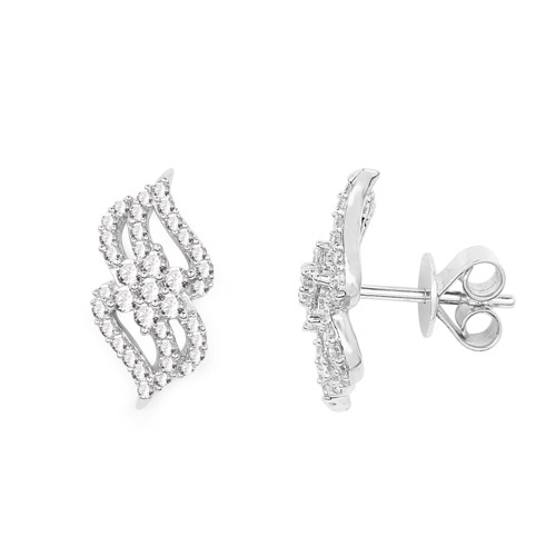 0.68 Carat Genuine White Diamond 14K White Gold Earrings (G-H Color, SI1-SI2 Clarity)