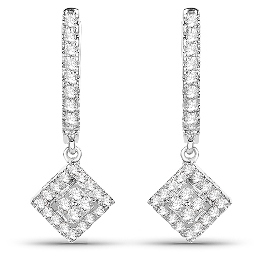 Earrings-0.41 Carat Genuine White Diamond 14K White Gold Earrings (G-H Color, SI1-SI2 Clarity)