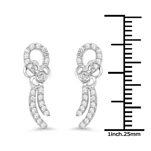0.32 Carat Genuine White Diamond 14K White Gold Earrings (E-F Color, SI Clarity)