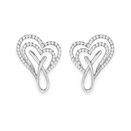 Earrings-0.56 Carat Genuine White Diamond 14K White Gold Earrings (G-H Color, SI1-SI2 Clarity)