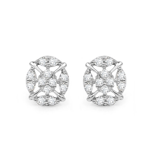 Earrings-0.35 Carat Genuine White Diamond 14K White Gold Earrings (G-H Color, SI1-SI2 Clarity)