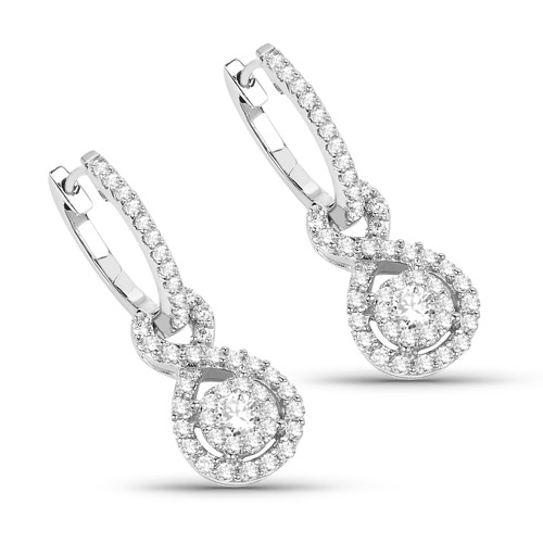 0.50 Carat Genuine White Diamond 14K White Gold Earrings (G-H Color, SI1-SI2 Clarity)
