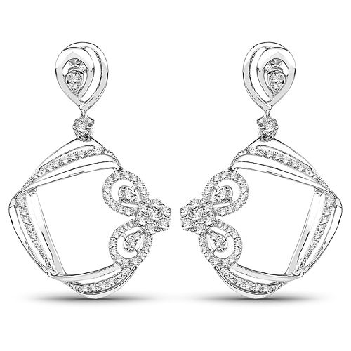 Earrings-0.53 Carat Genuine White Diamond 14K White Gold Earrings (G-H Color, SI1-SI2 Clarity)