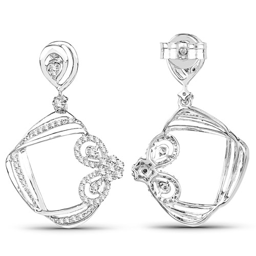 0.53 Carat Genuine White Diamond 14K White Gold Earrings (G-H Color, SI1-SI2 Clarity)