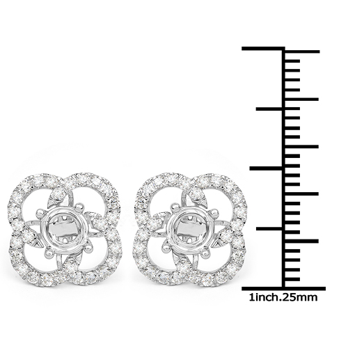 0.74 Carat Genuine White Diamond 14K White Gold Earrings (E-F Color, SI Clarity)