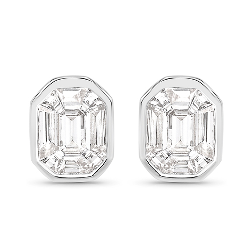 Earrings-0.53 Carat Genuine White Diamond 14K White Gold Earrings (G-H Color, VS Clarity)