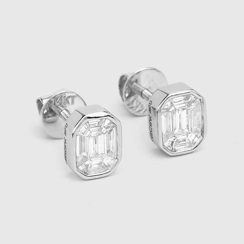 0.53 Carat Genuine White Diamond 14K White Gold Earrings (G-H Color, VS Clarity)