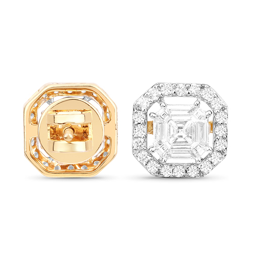 0.86 Carat Genuine White Diamond 18K Yellow Gold Earrings (F-G Color, VVS-VS Clarity)