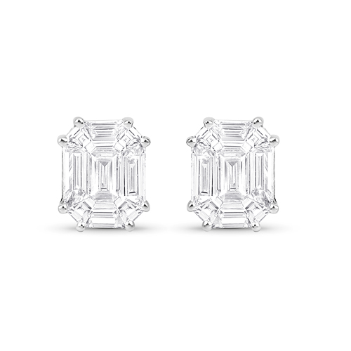 Earrings-0.70 Carat Genuine White Diamond 18K White Gold Earrings (G-H Color, VVS-VS Clarity)