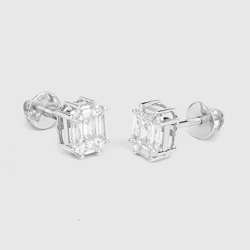 0.70 Carat Genuine White Diamond 18K White Gold Earrings (G-H Color, VVS-VS Clarity)