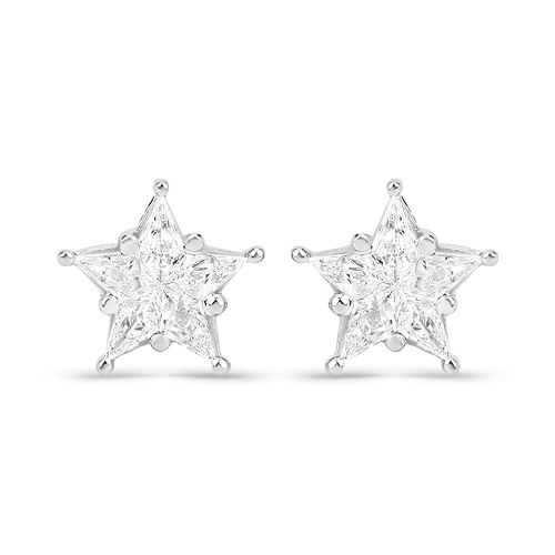 Earrings-0.60 Carat Genuine White Diamond 18K White Gold Earrings (F-G Color, VS Clarity)