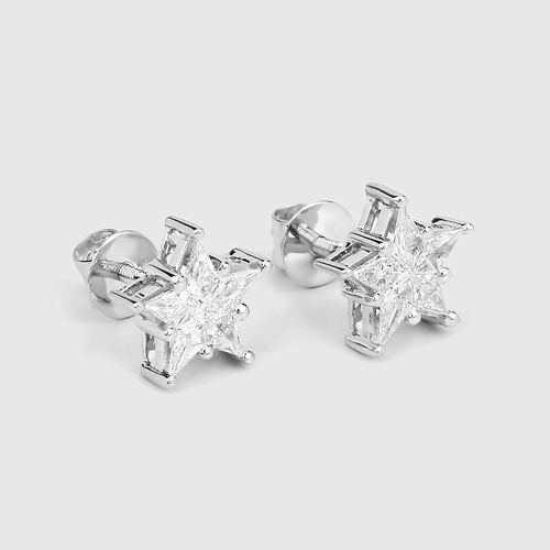 0.60 Carat Genuine White Diamond 18K White Gold Earrings (F-G Color, VS Clarity)