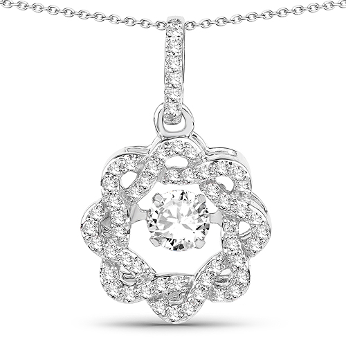 Diamond-0.46 Carat Genuine White Diamond 14K White Gold Pendant (G-H Color, SI1-SI2 Clarity)