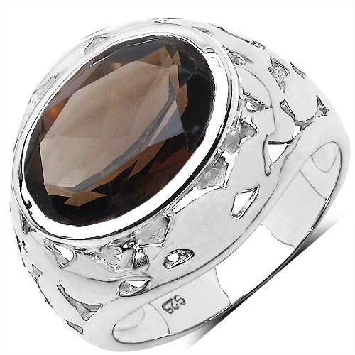 16.90 Carat Genuine Smoky Quartz .925 Sterling Silver Ring, Pendant and Earrings Set