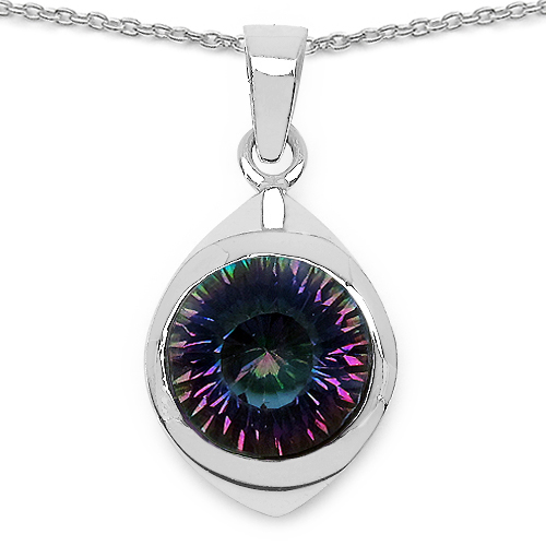 19.94 Carat Genuine Mystic Topaz .925 Sterling Silver Ring, Pendant and Earrings Set