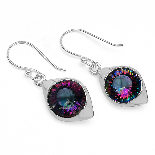 19.94 Carat Genuine Mystic Topaz .925 Sterling Silver Ring, Pendant and Earrings Set
