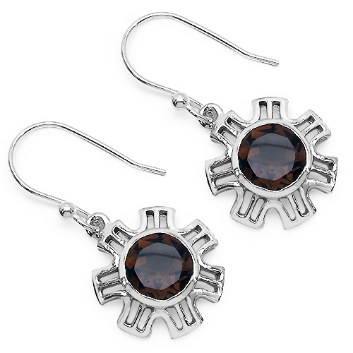 9.45 Carat Genuine Smoky Quartz .925 Sterling Silver Ring, Pendant and Earrings Set