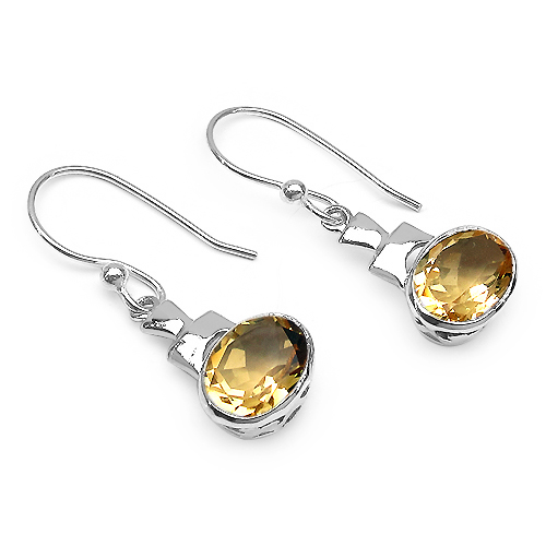 8.60 Carat Genuine Citrine .925 Sterling Silver Ring, Pendant and Earrings Set