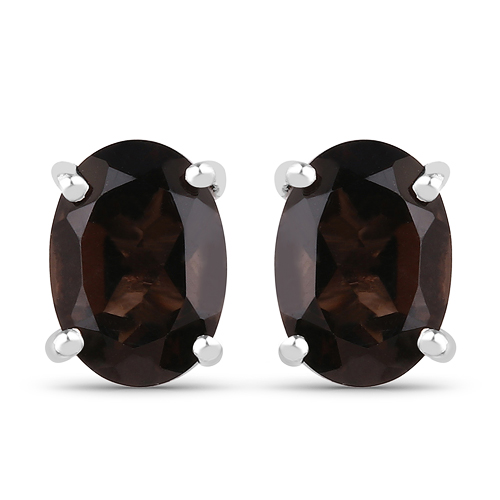 3.14 Carat Genuine Smoky Quartz .925 Sterling Silver Jewelry Set