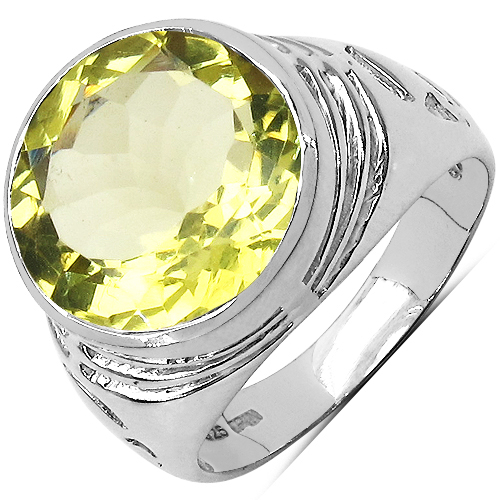 Rings-5.80 Carat Genuine Lemon Quartz .925 Sterling Silver Ring
