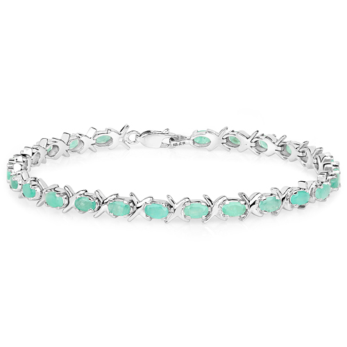 5.00 Carat Genuine Emerald .925 Sterling Silver Bracelet