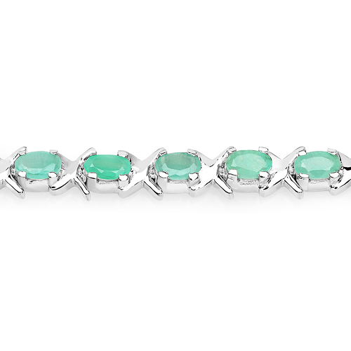 5.00 Carat Genuine Emerald .925 Sterling Silver Bracelet