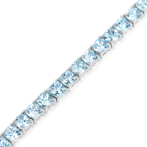 21.45 Carat Genuine Blue Topaz .925 Sterling Silver Bracelet