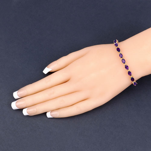 7.98 Carat Genuine Amethyst .925 Sterling Silver Bracelet