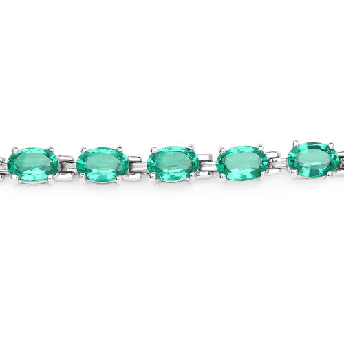 10.50 Carat Created Emerald .925 Sterling Silver Bracelet