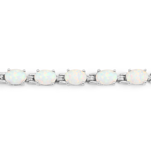 3.50 Carat Genuine Created Opal .925 Sterling Silver Bracelet