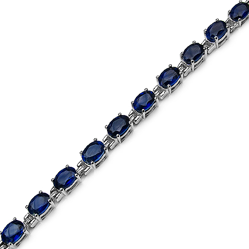 14.70 Carat Created Blue Sapphire .925 Sterling Silver Bracelet
