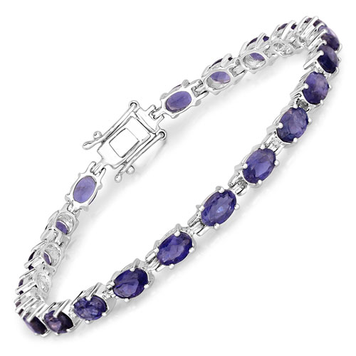 Bracelets-8.61 Carat Genuine Iolite .925 Sterling Silver Bracelet