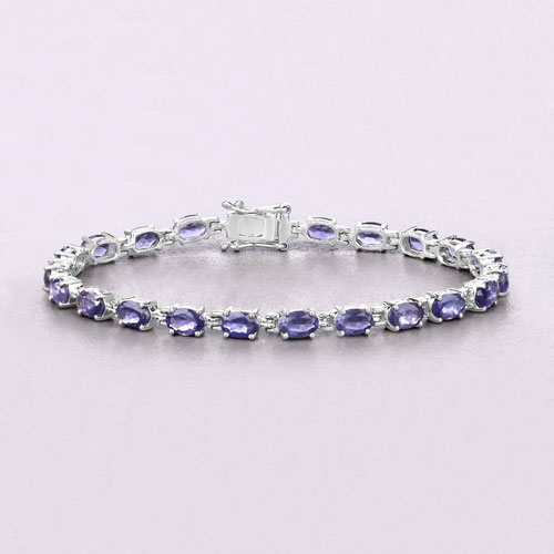 8.61 Carat Genuine Iolite .925 Sterling Silver Bracelet