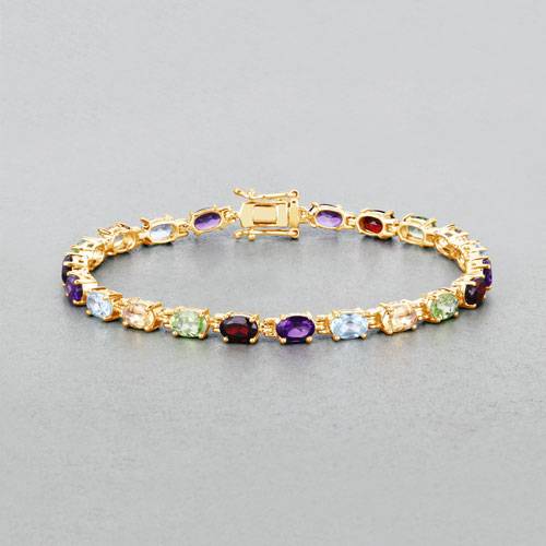 8.96 Carat Genuine Multi Stones .925 Sterling Silver Bracelet