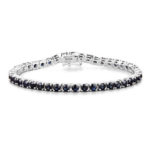 8.36 Carat Genuine Blue Sapphire .925 Sterling Silver Bracelet